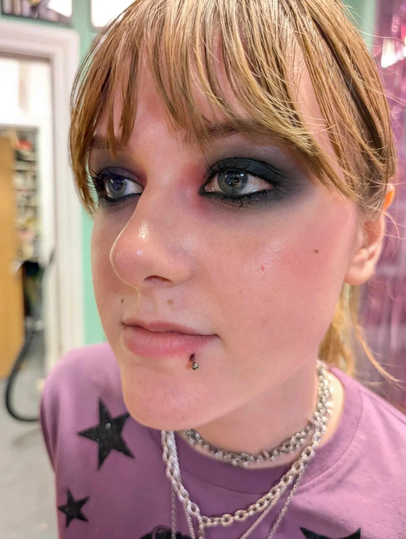 Side Labret Lip Piercing