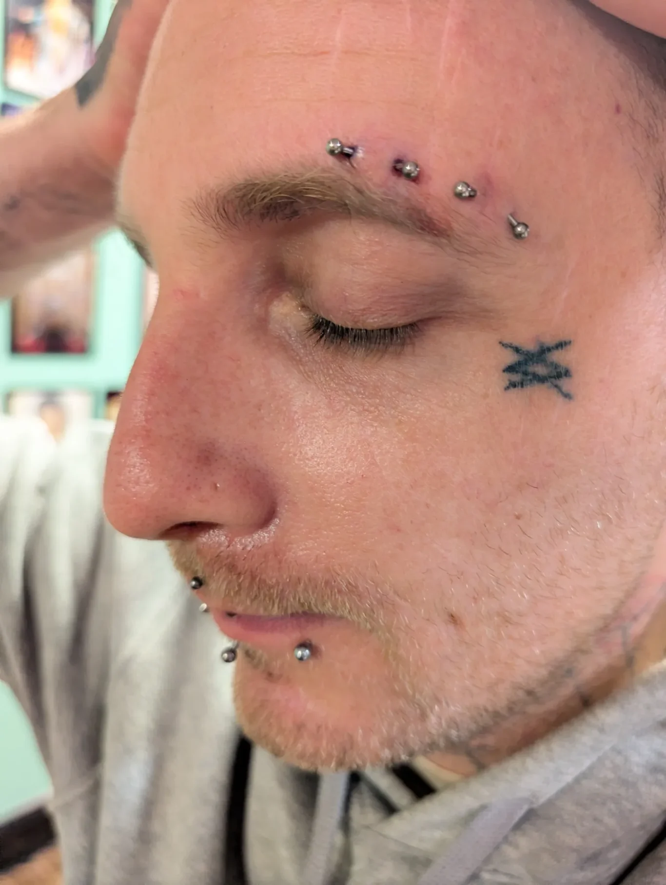 Double Horizontal Eyebrow Piercing